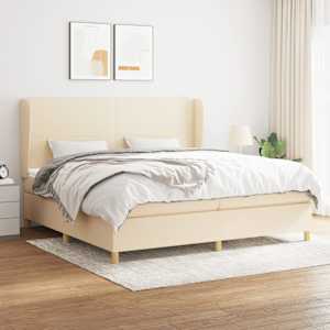 Box spring postel s matrací krémová 200x200 cm textil - obrázek 1