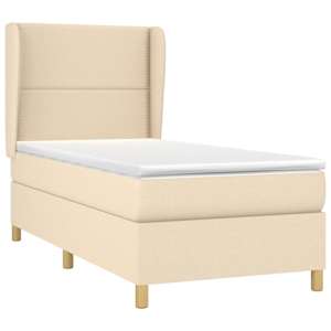 Box spring postel s matrací krémová 90x190 cm textil - obrázek 3