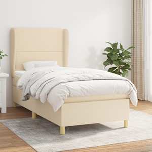 Box spring postel s matrací krémová 90x190 cm textil - obrázek 1