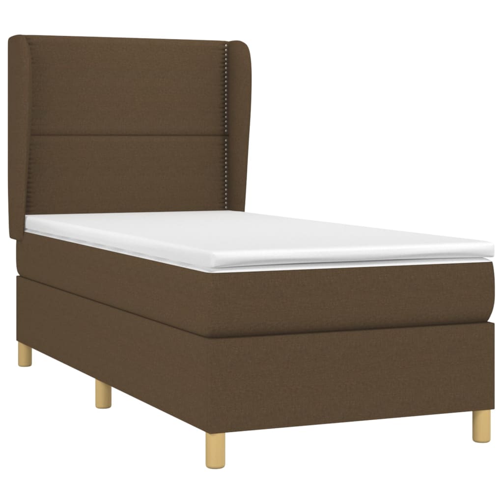 vidaXL Boxspring met matras stof donkerbruin 90x200 cm afbeelding