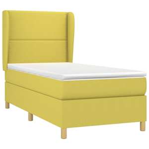 vidaXL Lova su spyruoklėmis ir čiužiniu, žalia, 90x200 cm, audinys