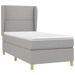 Box spring postel s matrací světle šedý 100 x 200 cm textil - obrázek 3
