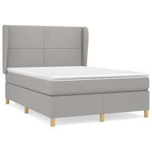 Box spring postel s matrací světle šedá 140 x 190 cm textil - obrázek 2