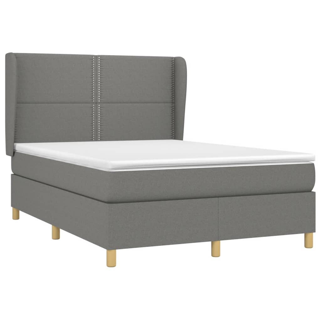 vidaXL Boxspring met matras stof donkergrijs 140x190 cm afbeelding