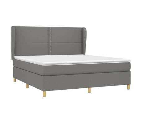 vidaXL Box Spring Bed with Mattress Dark Grey 160x200 cm Fabric