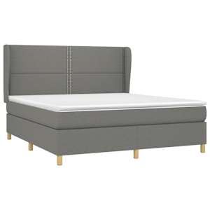 vidaXL Box Spring Bed with Mattress Dark Grey 160x200 cm Fabric