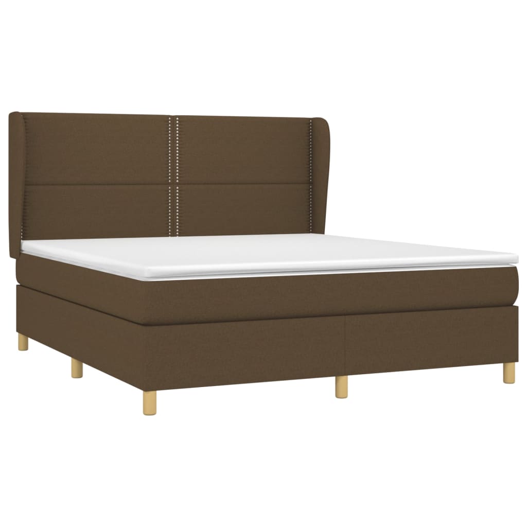 vidaXL Boxspring met matras stof donkerbruin 160x200 cm afbeelding