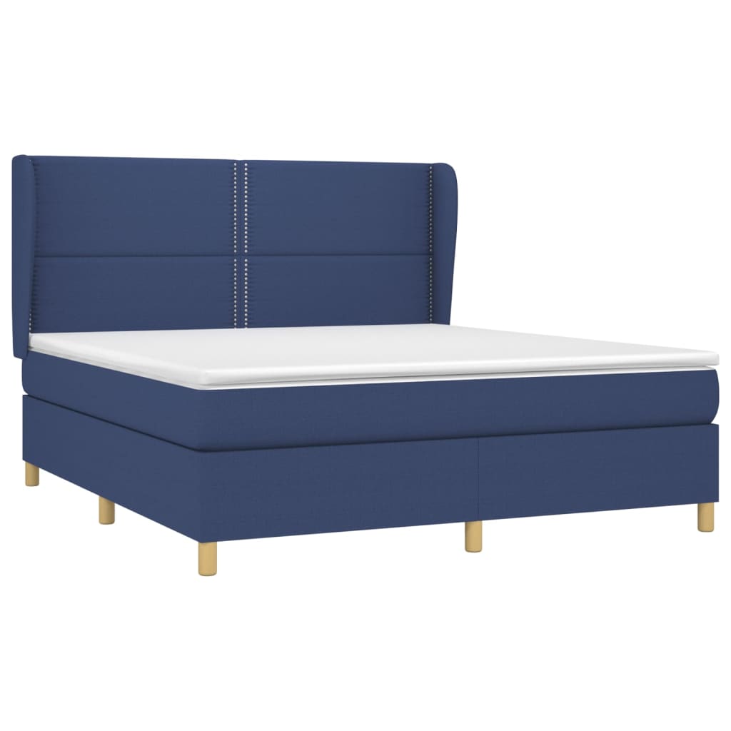 vidaXL Boxspring met matras stof blauw 160x200 cm afbeelding