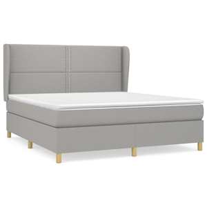 Box spring postel s matrací světle šedá 180 x 200 cm textil - obrázek 2