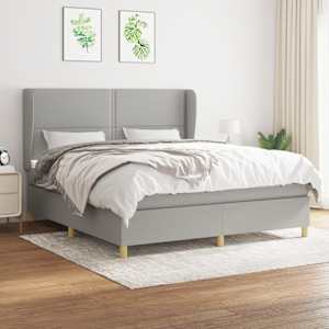 Box spring postel s matrací světle šedá 180 x 200 cm textil - obrázek 1