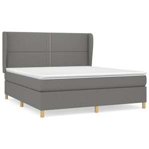 Box spring postel s matrací tmavě šedá 180x200 cm textil - obrázek 2