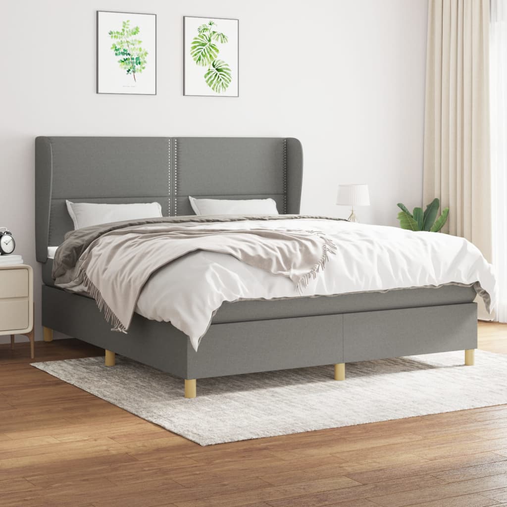 Boxspringbett mit Matratze Dunkelgrau 180×200 cm Stoff