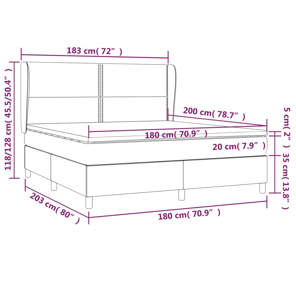 Box spring postel s matrací tmavě hnědá 180x200 cm textil