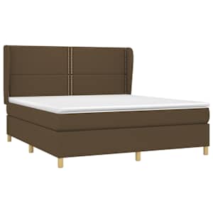 vidaXL Cama com molas/colch&atilde;o 180x200 cm tecido castanho-escuro