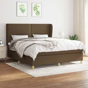 Box spring postel s matrací tmavě hnědá 180x200 cm textil - obrázek 1
