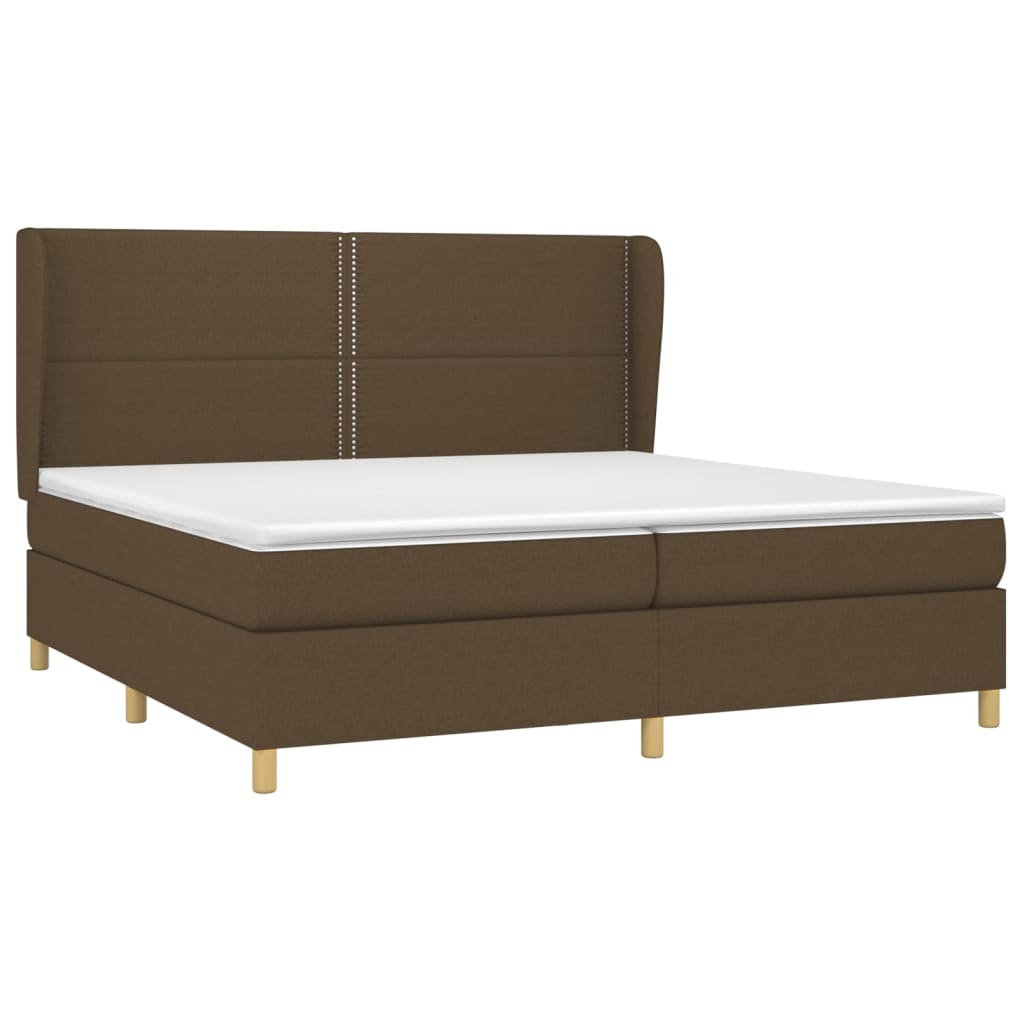 vidaXL Boxspring met matras stof donkerbruin 200x200 cm afbeelding