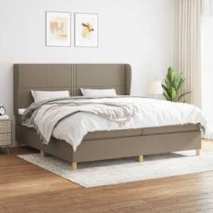 Box spring postel s matrací taupe 200x200 cm textil - obrázek 1