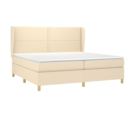 vidaXL Boxspring met matras stof cr&egrave;mekleurig 200x200 cm