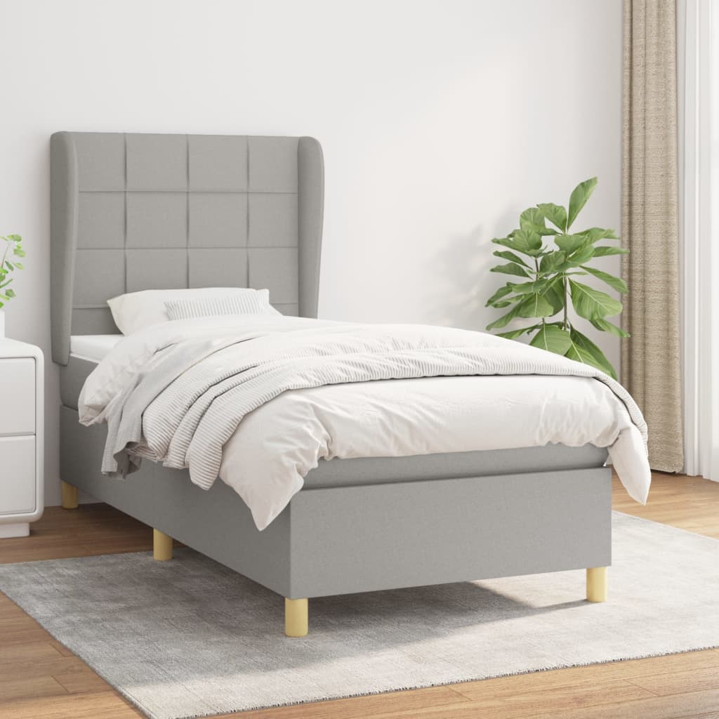Box spring postel s matrací světle šedá 80 x 200 cm textil