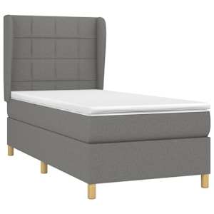 Box spring postel s matrací tmavě šedá 90x190 cm textil - obrázek 3
