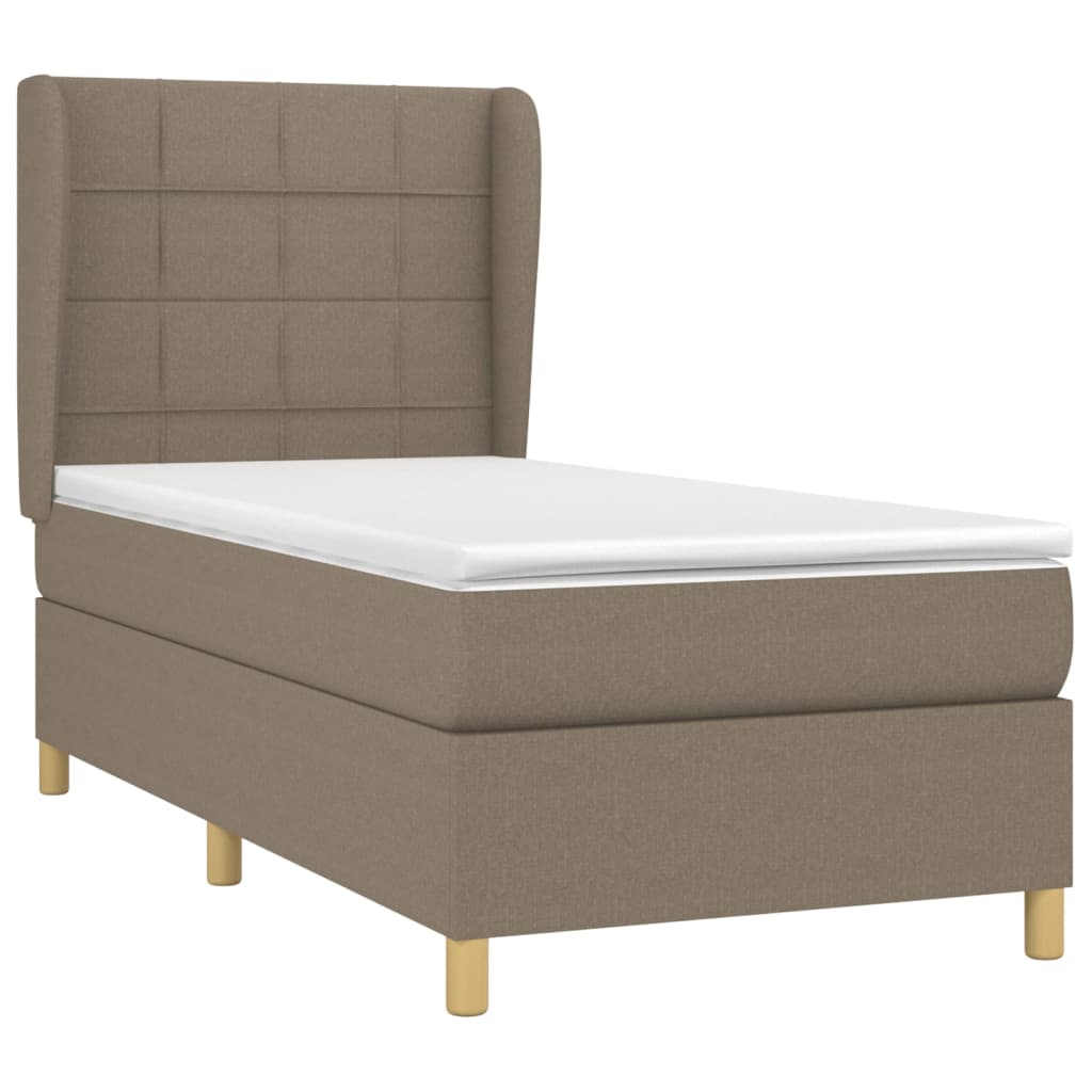 vidaXL Boxspring met matras stof taupe 90x190 cm afbeelding