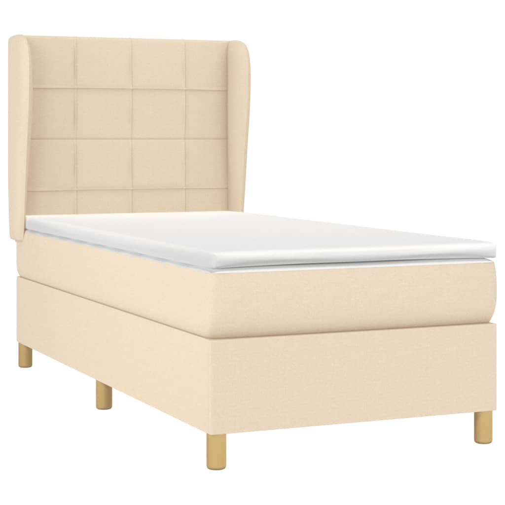 vidaXL Boxspring met matras stof crèmekleurig 90x190 cm afbeelding