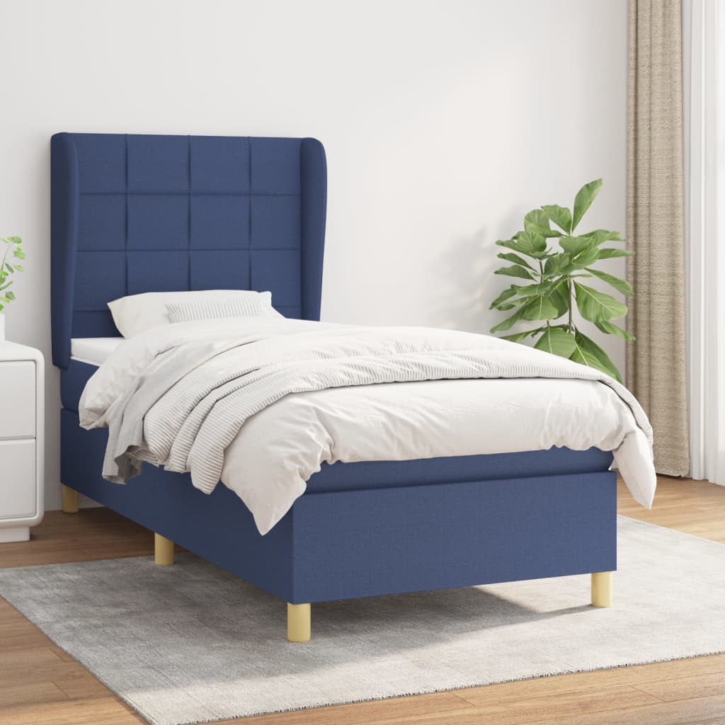 Boxspringbett mit Matratze Blau 100×200 cm Stoff