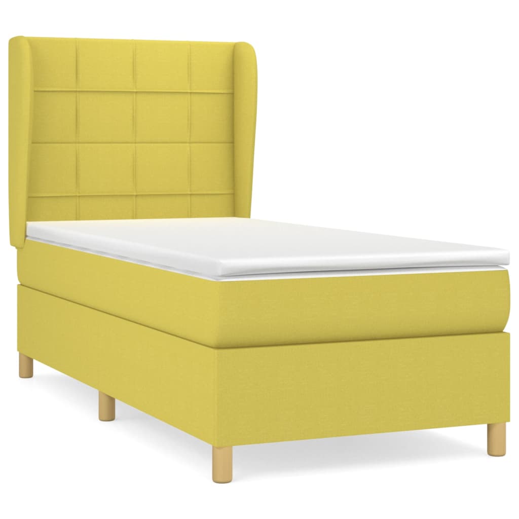 Pat box spring cu saltea, verde, 100x200 cm, textil