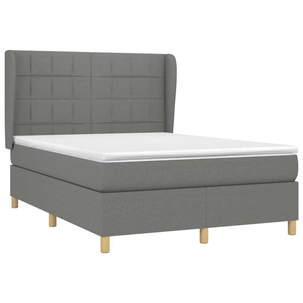 vidaXL Boxspring met matras stof donkergrijs 140x190 cm afbeelding
