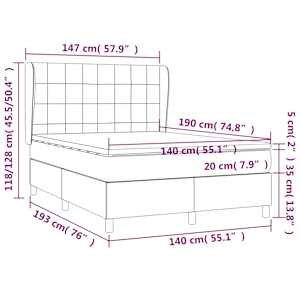 Box spring postel s matrací černá 140 x 190 cm textil - obrázek 7