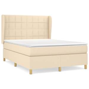 Box spring postel s matrací krémová 140x190 cm textil - obrázek 2