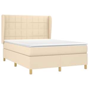 Box spring postel s matrací krémová 140x190 cm textil - obrázek 3