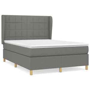Box spring postel s matrací tmavě šedá 140x200 cm textil - obrázek 2