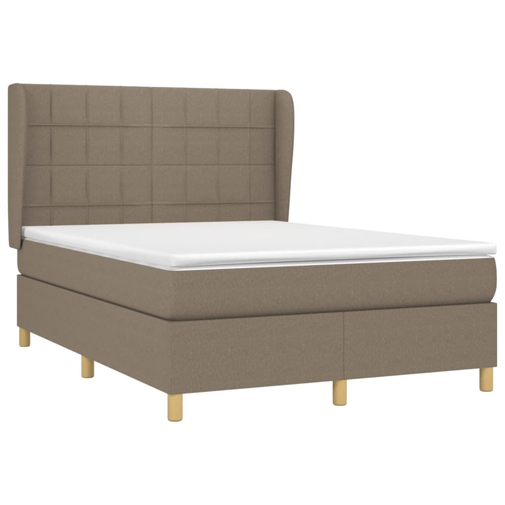 vidaXL Boxspring met matras stof taupe 140x200 cm afbeelding