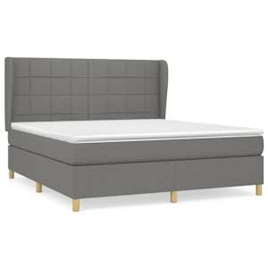 Box spring postel s matrací tmavě šedá 160x200 cm textil - obrázek 2