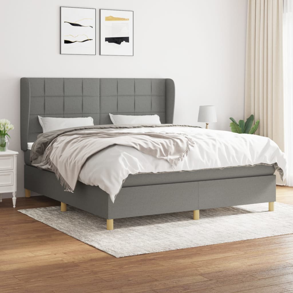  ΚΡΕΒΑΤΙ BOXSPRING ΜΕ ΣΤΡΩΜΑ ΣΚΟΥΡΟ ΓΚΡΙ 160X200 ΕΚ ΥΦΑΣΜΑΤΙΝΟ V-3128534