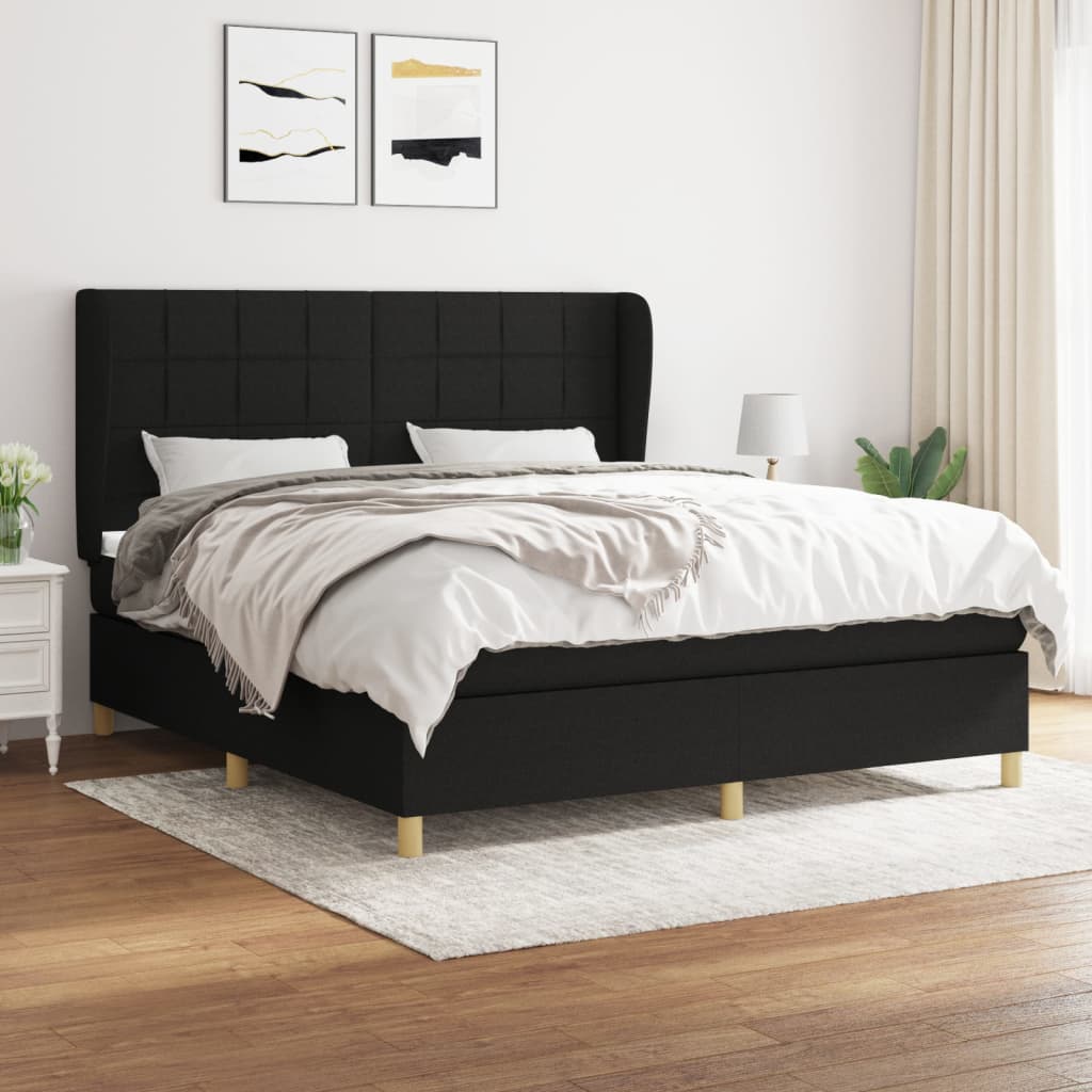 Boxspringbett mit Matratze Schwarz 160×200 cm Stoff