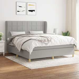 Box spring postel s matrací světle šedá 180 x 200 cm textil - obrázek 1