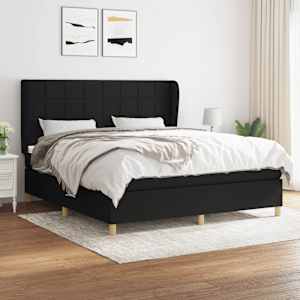 Box spring postel s matrací černá 180x200 cm textil - obrázek 1