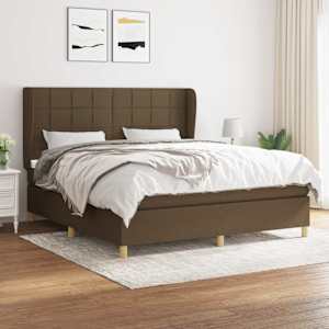 Box spring postel s matrací tmavě hnědá 180x200 cm textil - obrázek 1