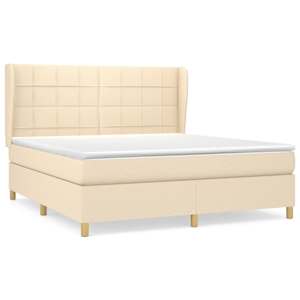 Box spring postel s matrací krémová 180x200 cm textil - obrázek 2