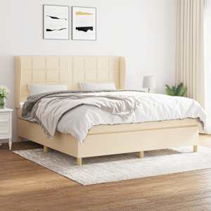 Box spring postel s matrací krémová 180x200 cm textil - obrázek 1