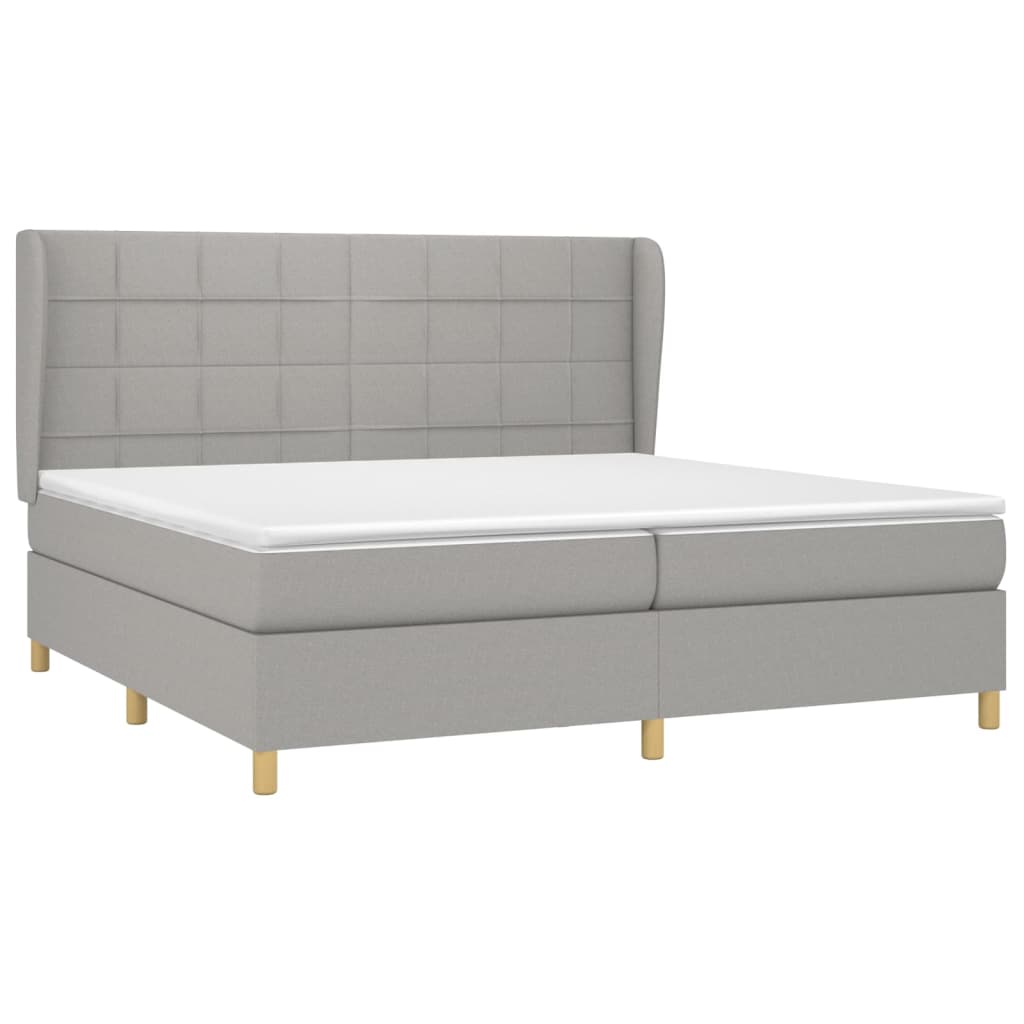 vidaXL Boxspring met matras stof lichtgrijs 200x200 cm afbeelding