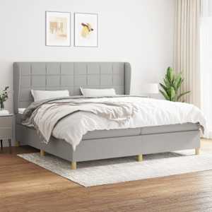 Box spring postel s matrací světle šedá 200 x 200 cm textil - obrázek 1