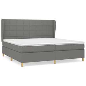 Box spring postel s matrací tmavě šedá 200x200 cm textil - obrázek 2