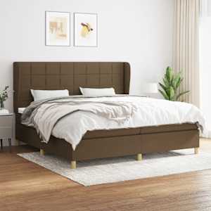 Box spring postel s matrací tmavě hnědá 200x200 cm textil - obrázek 1