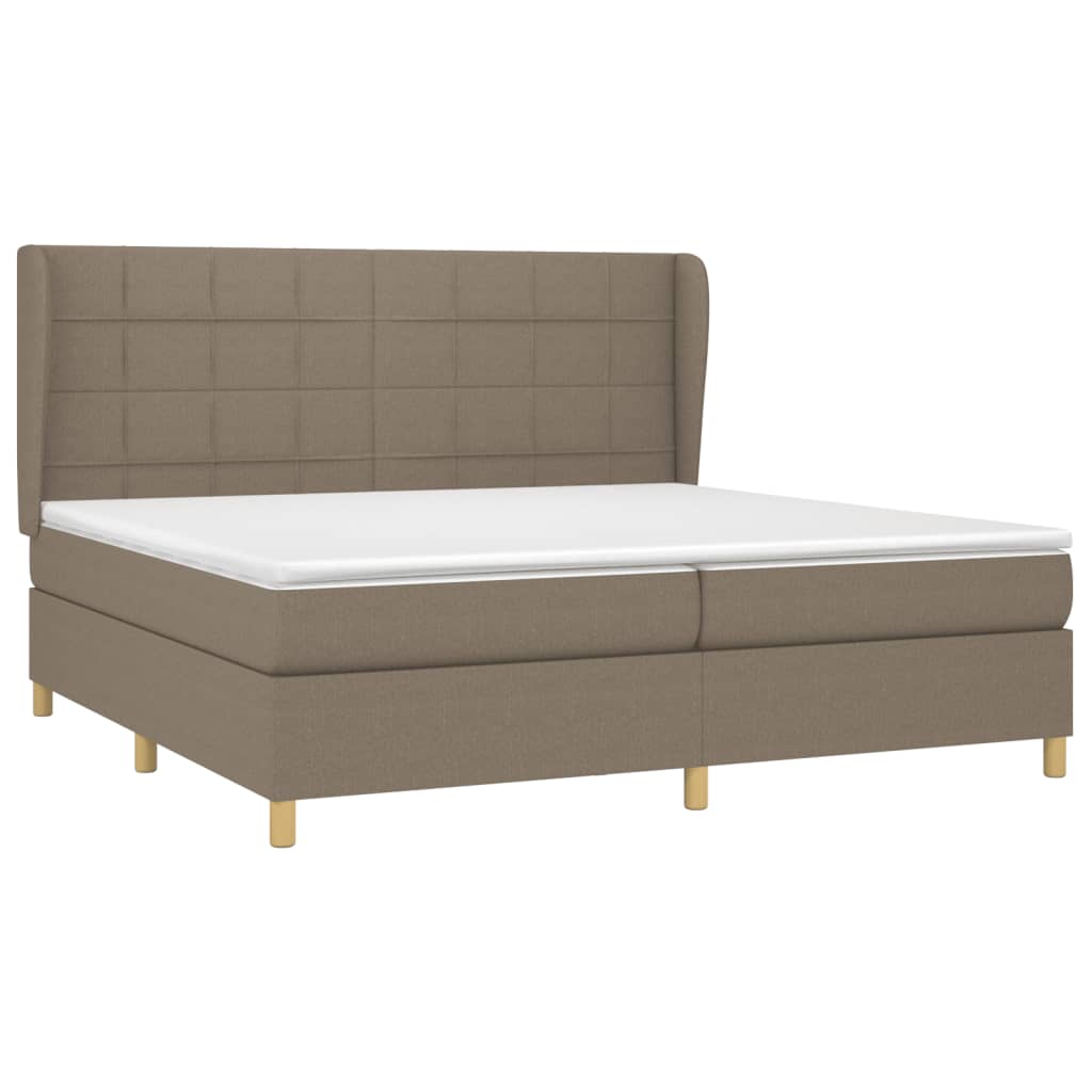 vidaXL Boxspring met matras stof taupe 200x200 cm afbeelding