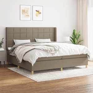 Box spring postel s matrací taupe 200x200 cm textil - obrázek 1