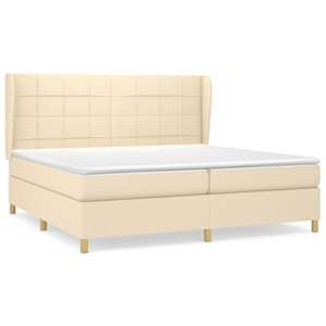 Box spring postel s matrací krémová 200x200 cm textil - obrázek 2