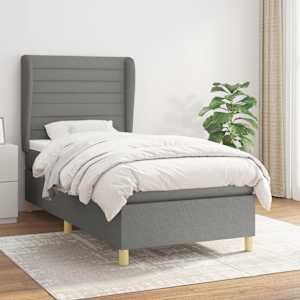 Box spring postel s matrací tmavě šedá 80 x 200 cm textil - obrázek 1